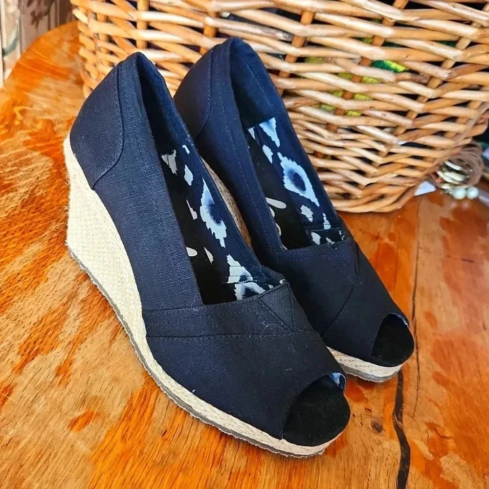 Skechers‎ Canvas Woven Pumps Black sz 6